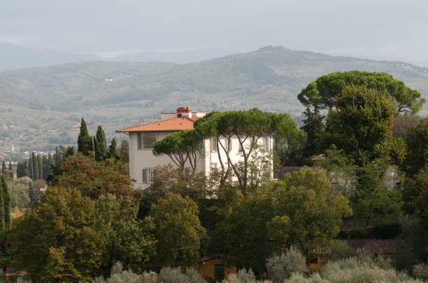 托斯卡纳别墅与柏树图片下载