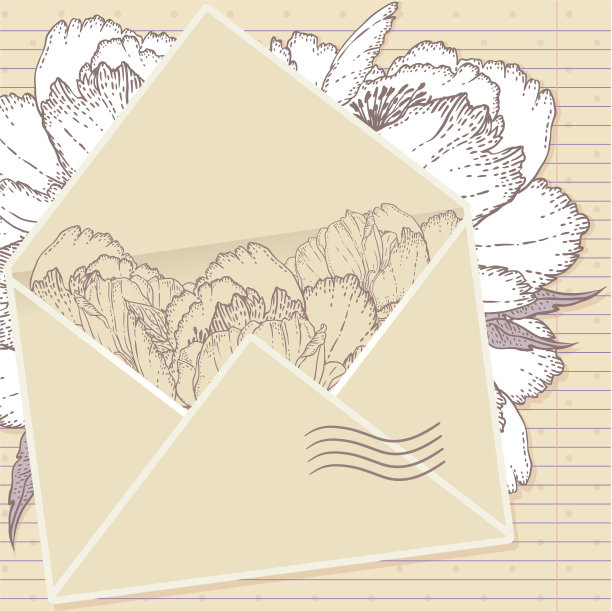 情书与花在纸背景图片下载