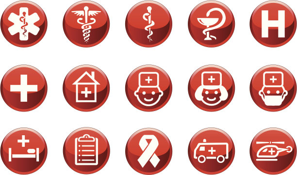 一组医疗图标和警告标志图片下载