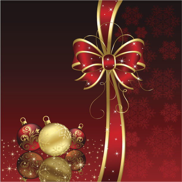 红色背景与圣诞小饰物图片下载