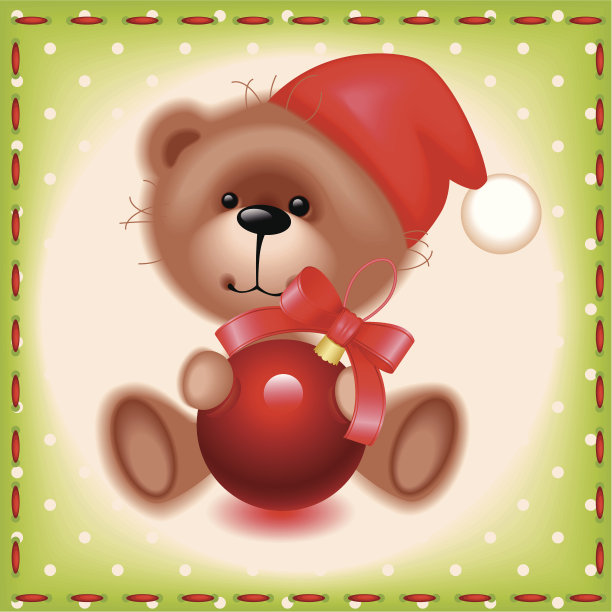 有圣诞球的玩具熊图片下载