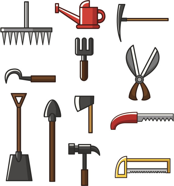卡通园艺工具图标图片下载