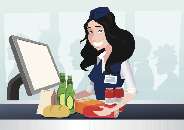 超市里的收银员图片下载