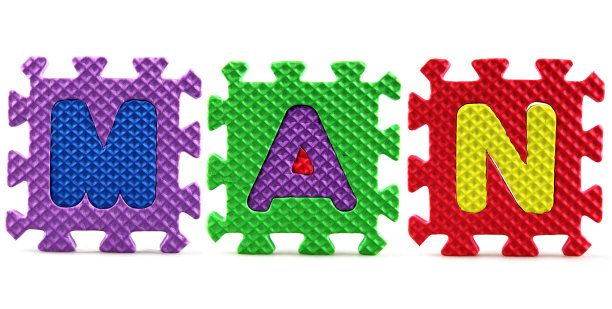 字母表拼图片在白色的背景-人图片下载