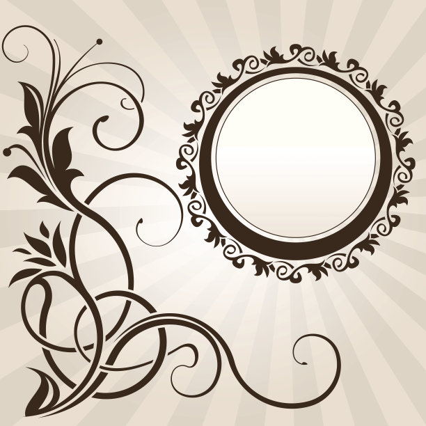 棕色复古花角与框架图片下载