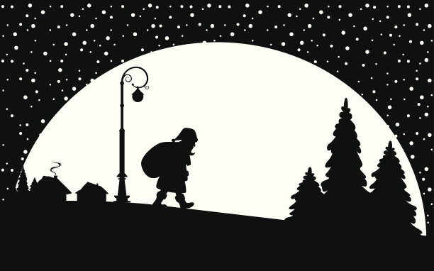 圣诞老人在夜里行走图片下载