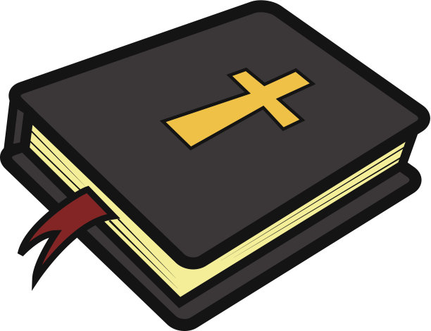 黑色圣经与黄色十字架插图图片下载