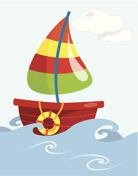 公海上的卡通渔船图片下载