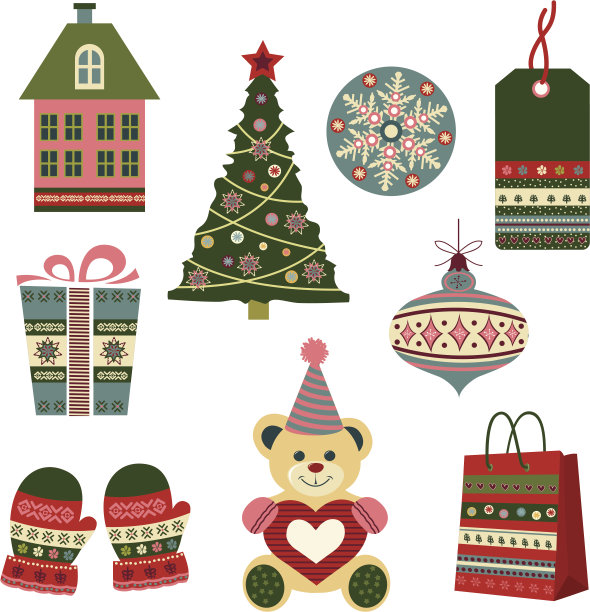 圣诞节的图标。复古的风格图片下载
