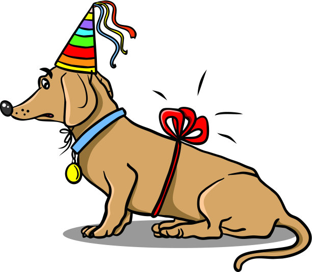 生日礼物的狗图片下载