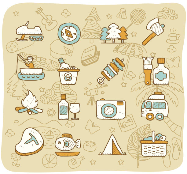 野餐，露营图标设置|摩卡系列图片下载
