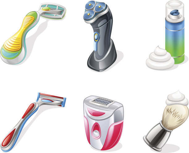 剃须，卫生:剃须刀，剃须刀，脱毛器，刷子，乳膏。图片下载