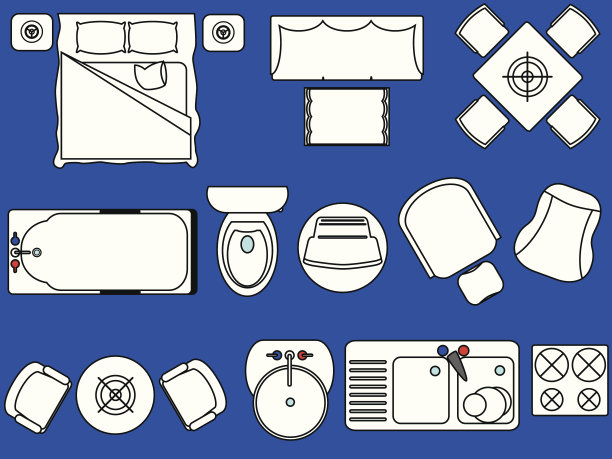 简单家具/平面图(矢量图标)设置#3图片下载