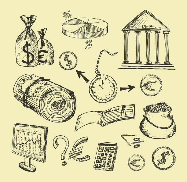 金钱和金融手绘插图图片下载