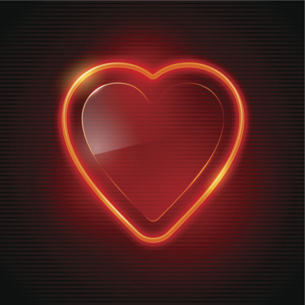 矢量插图-霓虹红心图片下载