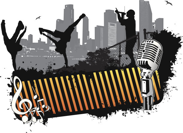 抽象的霹雳舞背景与剪影图片下载