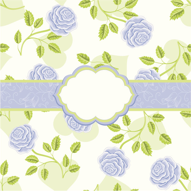 无缝墙纸图案与玫瑰，贺卡模板素材图片