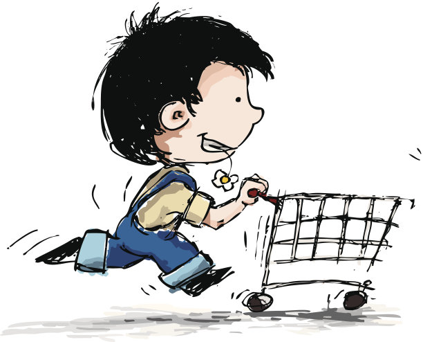 微笑的男孩购物者图片下载