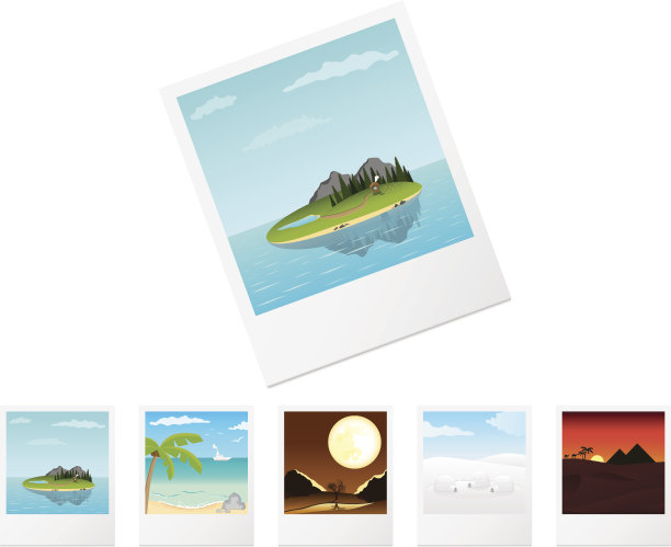 带有详细自然景观的相框。组1图片下载