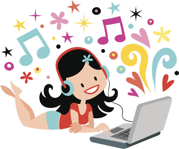 耳机笔记本漂亮女孩图片下载