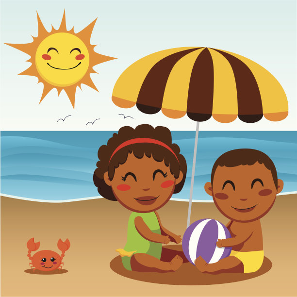 快乐的海滩婴儿图片下载