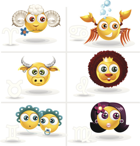 笑脸星座-白羊座，金牛座，双子座，巨蟹座，狮子座，处女座图片下载