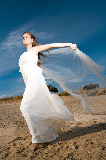 新娘在海滩图片下载