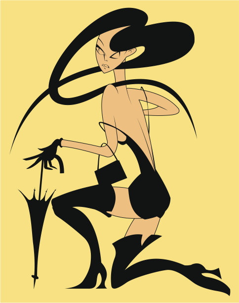 穿黑衣服带伞的女人图片下载