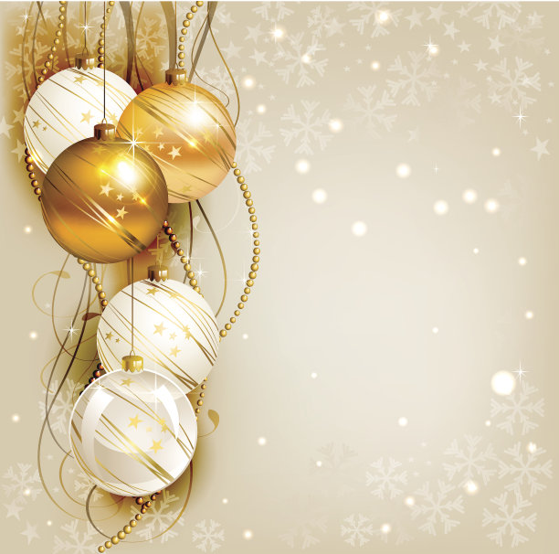 优雅的圣诞背景与金色和白色的晚舞会图片下载