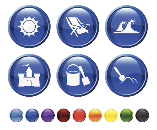 海滩时间版税免费矢量图标集图片下载