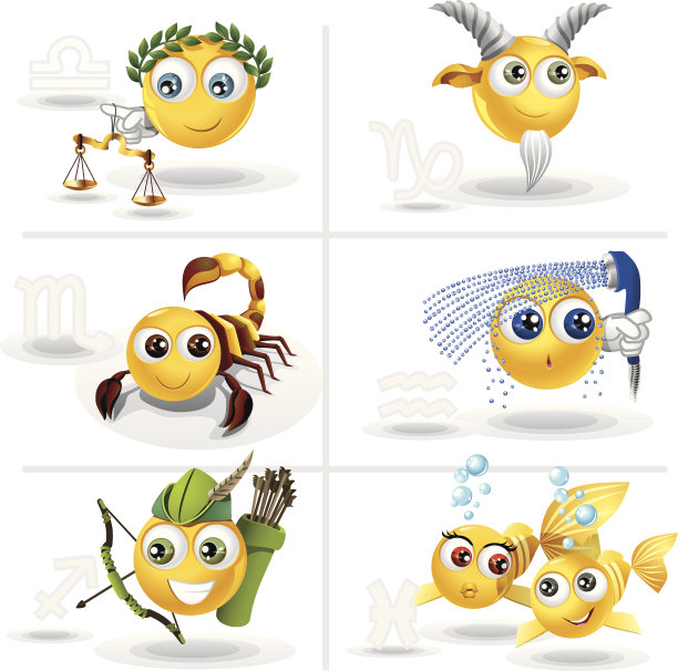 天秤座，天蝎座，射手座，摩羯座，水瓶座，双鱼座素材图片