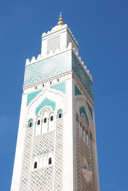 哈桑二世清真寺尖塔，卡萨布兰卡，摩洛哥图片下载