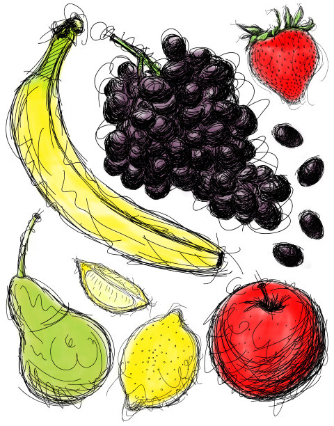 水果混合泳草图图片下载