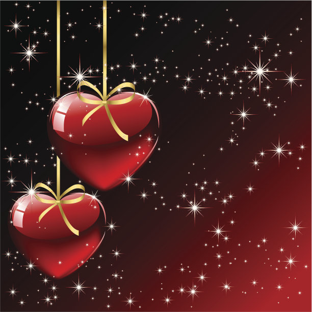 红色背景上的两颗心图片下载