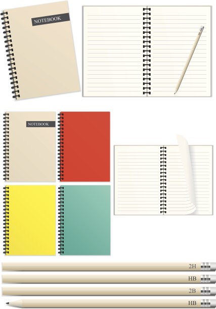 空白笔记本/带铅笔的记事本图片下载