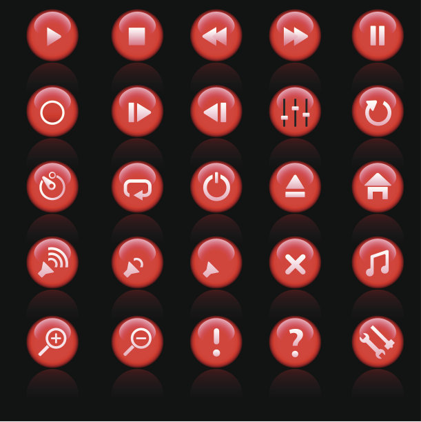 亮红色按钮套装图片下载