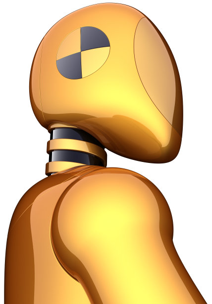 机器人金色半机械人碰撞测试虚拟人物概念图片下载