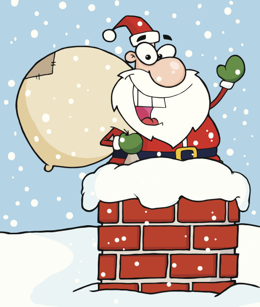 烟囱里的圣诞老人图片下载