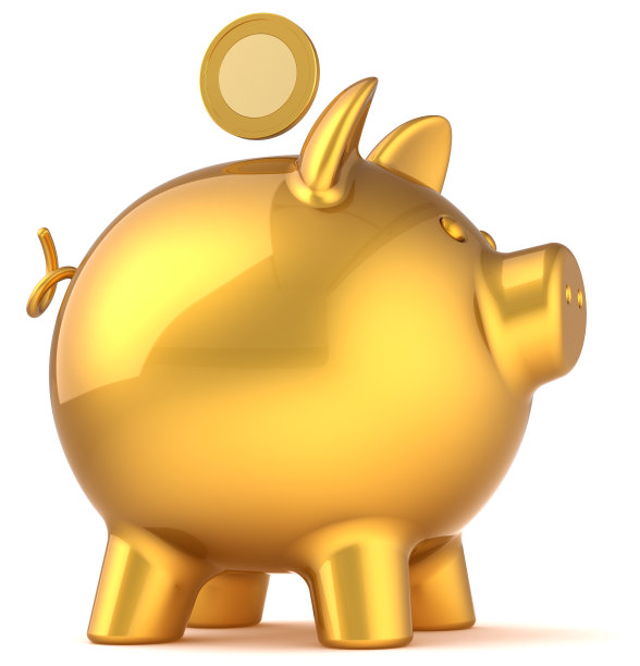 金存钱罐和金币。金钱储蓄财富图标图片下载