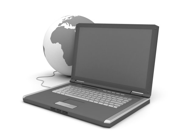 互联网-笔记本电脑和地球仪图片下载