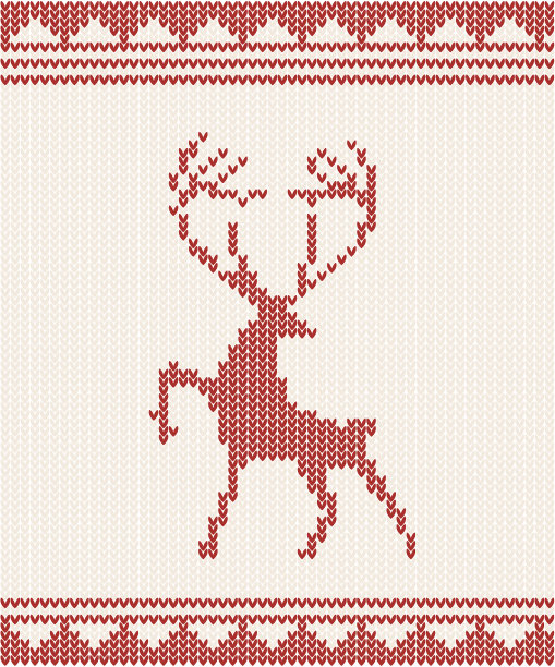 圣诞编织背景鹿图片下载