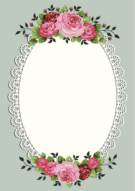 复古玫瑰椭圆框图片下载