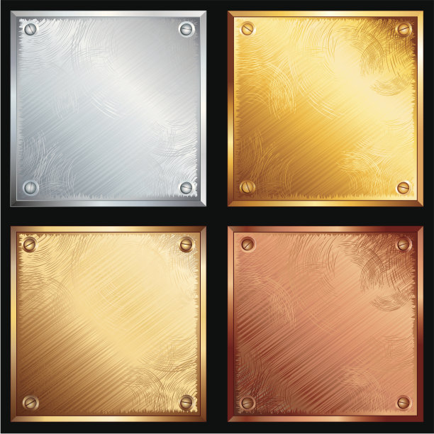 四种不同材料的金属板图片下载