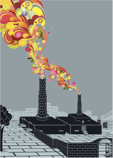 工厂用五颜六色的花烟图片下载