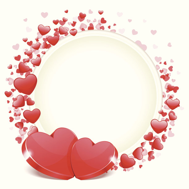 情人节相框，两颗心图片下载