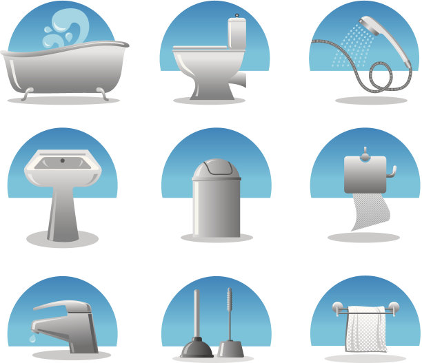 浴室和厕所图标设置图片下载