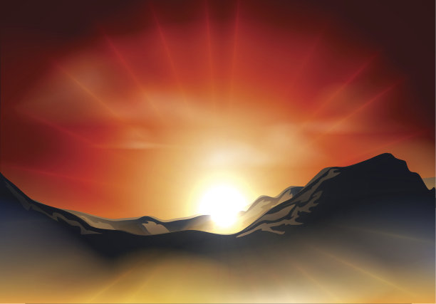 山脉上的日出或日落图片下载