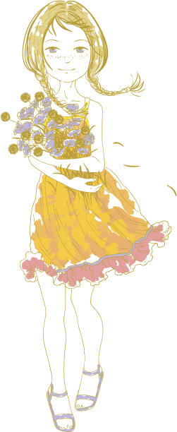 拿着一束野花的漂亮女孩图片下载