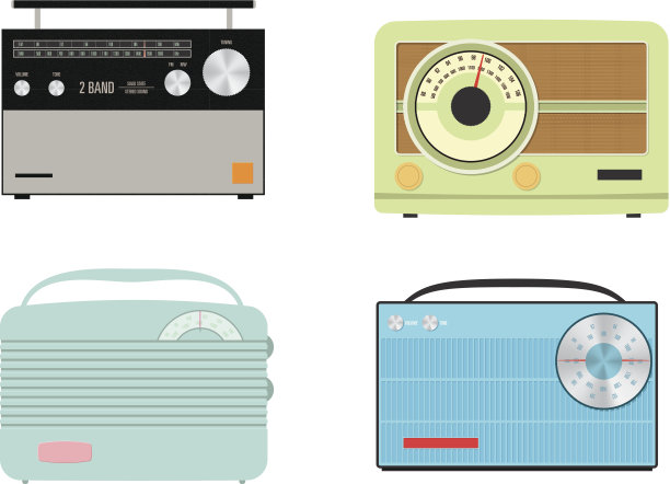 向量怀旧收音机图片下载