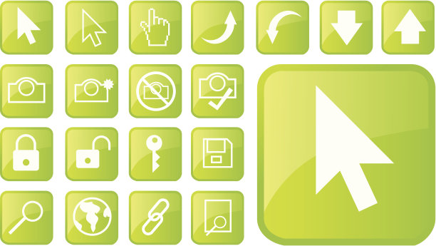 绿色互联网图标和指针图片下载